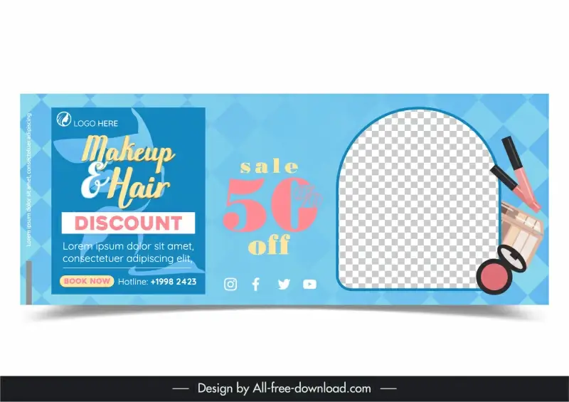 hair makeup discount banner template elegant geometry