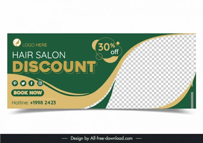 hair salon advertising poster template dynamic curves checkered 