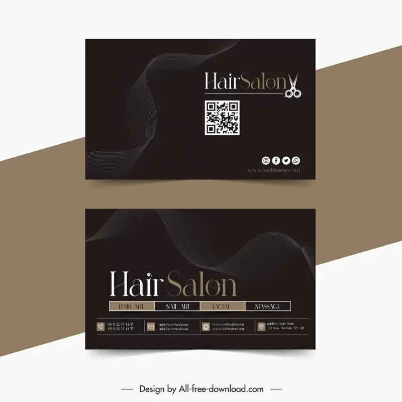 hair salon business card templates elegant dark