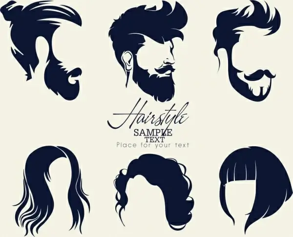 hairstyles collection man woman facial icons