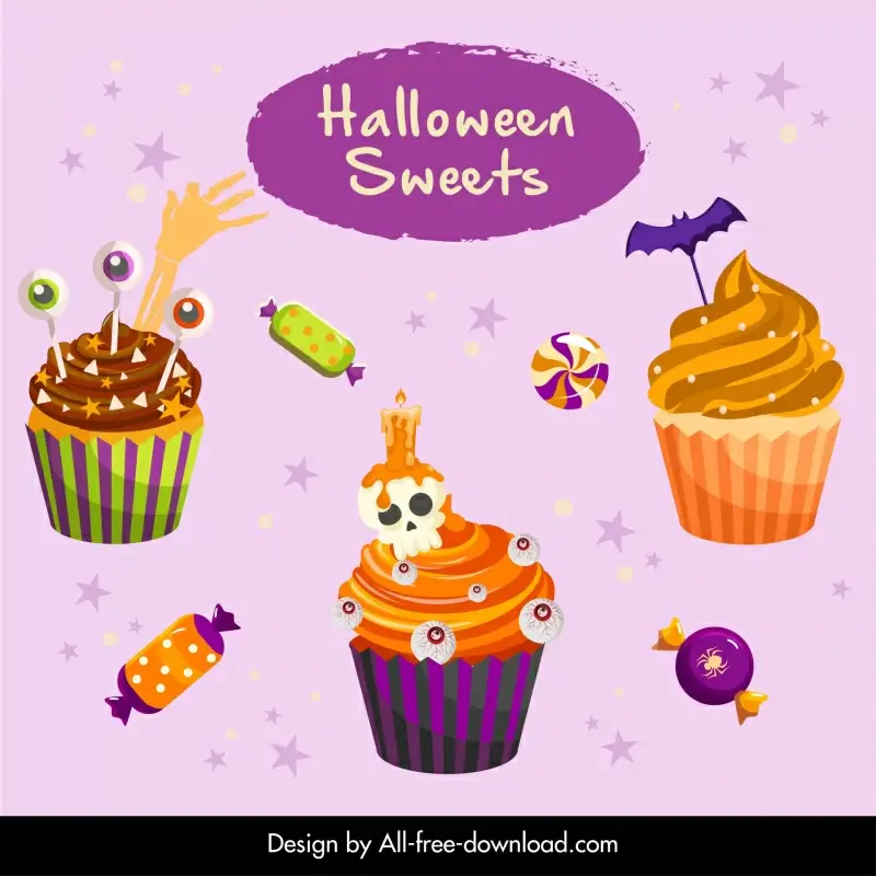 halloween backdrop cupcakes skull candies 