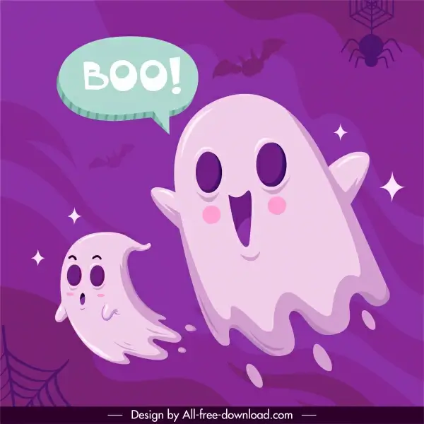 halloween background template funny ghost bat spider decor