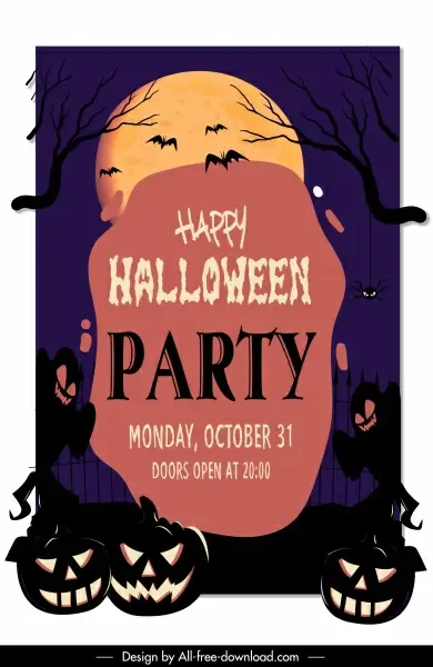 halloween banner template horrible elements decor dark moonnight