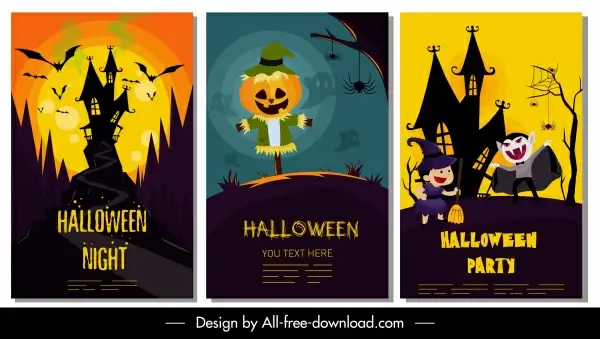 halloween banner templates dark colorful horror decor