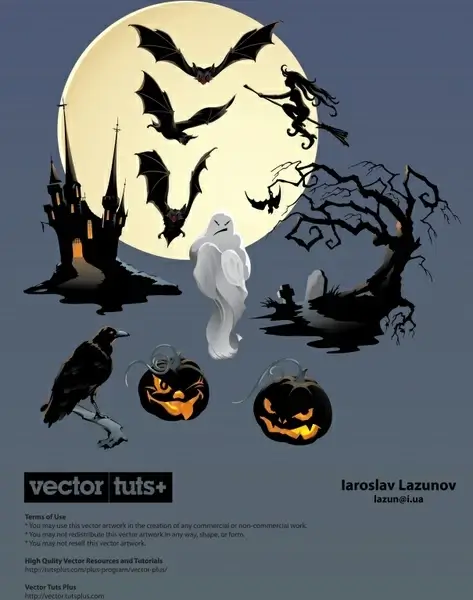 halloween banner template dark frightening elements sketch