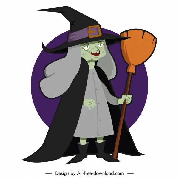 halloween character icon old witch sketch cartoon design