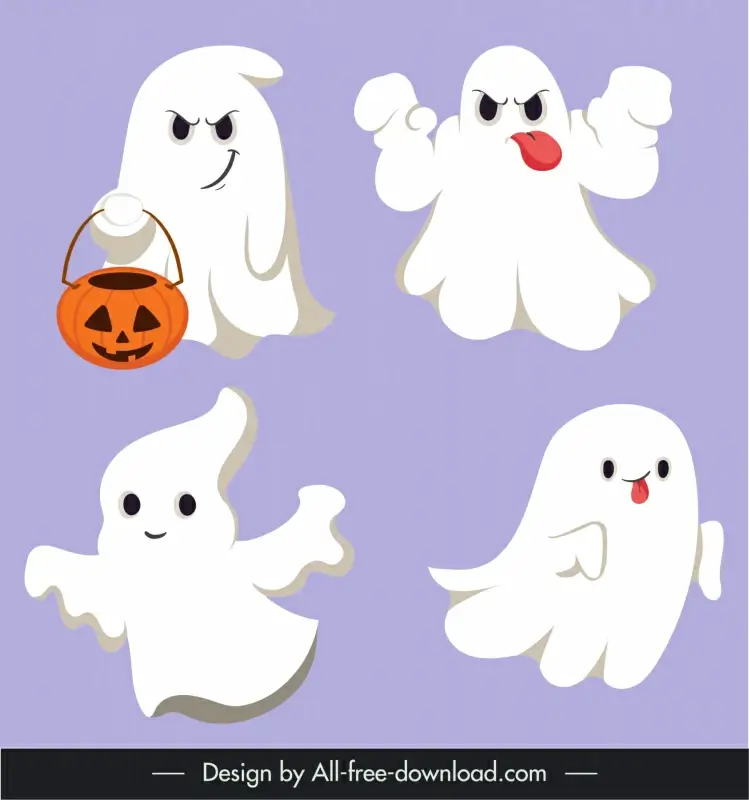 halloween characters icons collection funny dynamic cartoon character sketch 