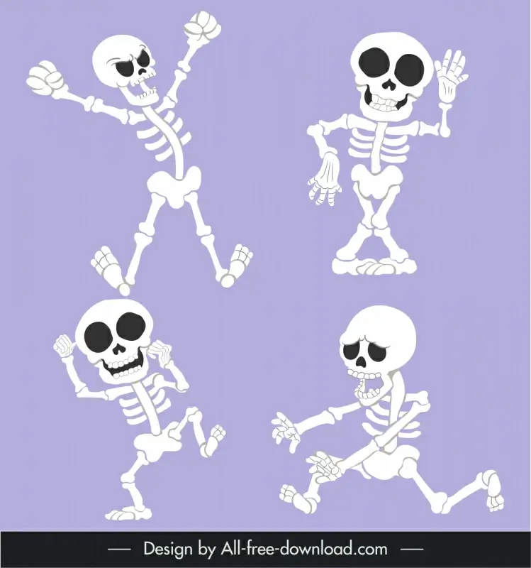 halloween characters icons collection funny frightening skeletons sketch 