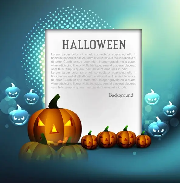 halloween colorful pumpkins party card vector illustration