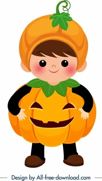 halloween costume template pumpkin clothes cute boy icon