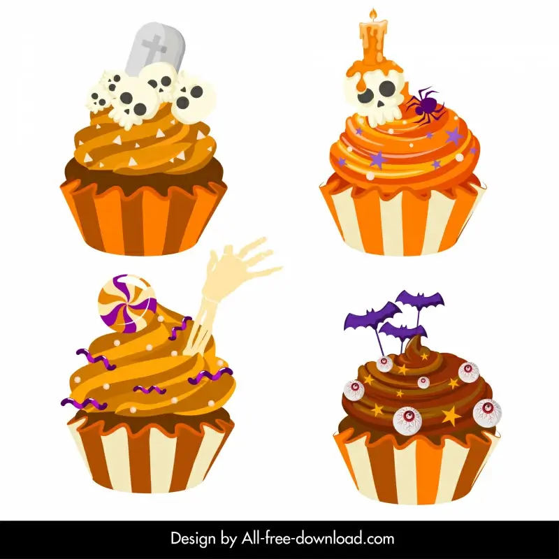 halloween cupcake design elements horror deadly elements decor