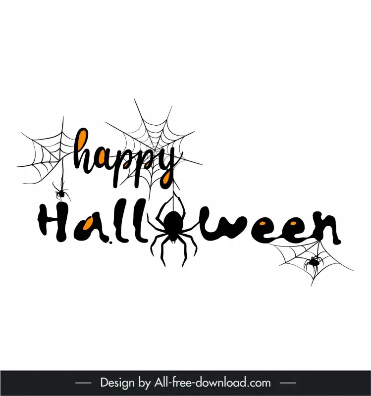 halloween design elements flat silhouetted design cobweb spiders sketch