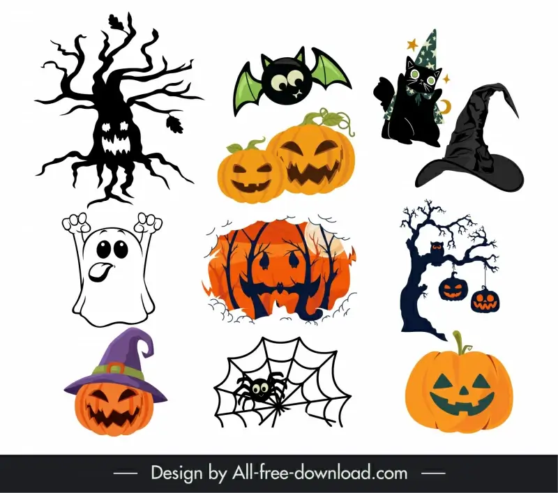 halloween design elements frightening symbols