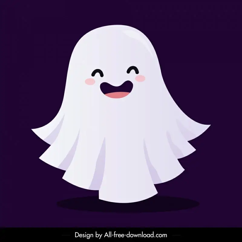 halloween ghost icon smile sketch cute cartoon character