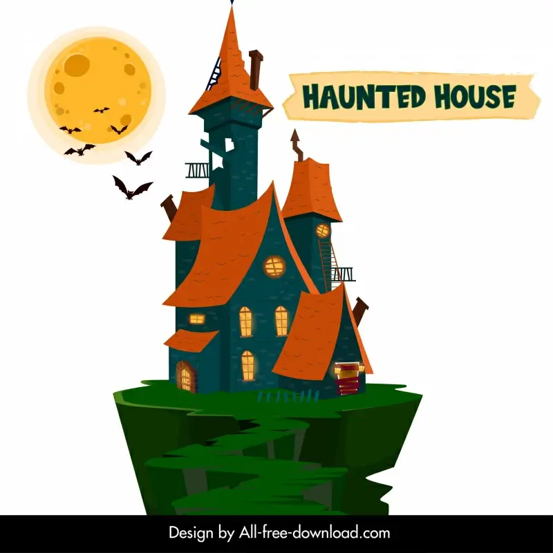 halloween hauting house design elements 3d sketch