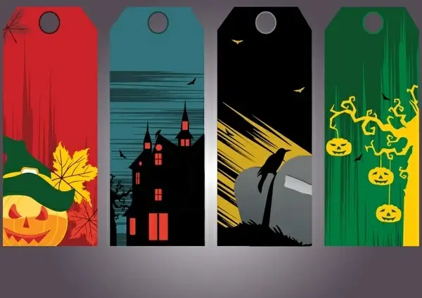 halloween tags templates dark colored horror elements decor