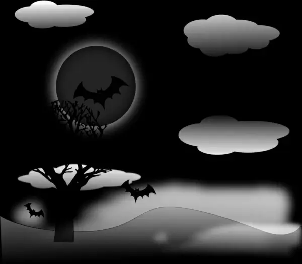 halloween night with bats vector background