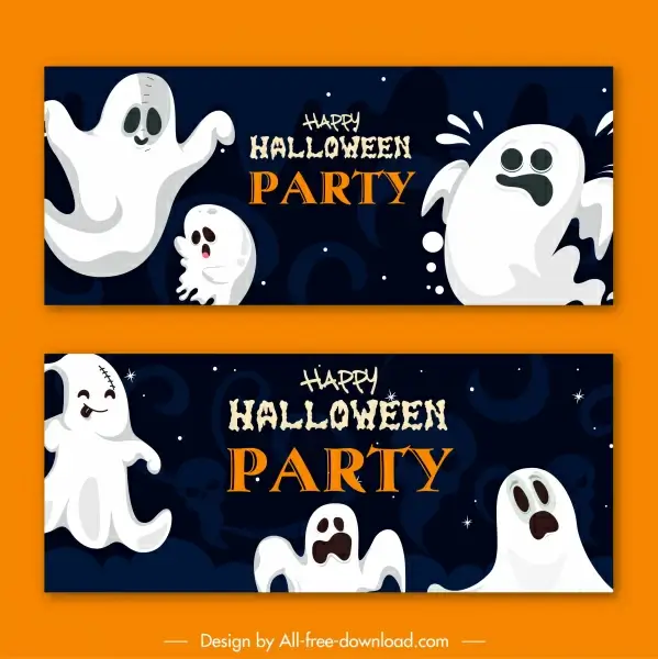halloween poster templates funny ghosts characters sketch