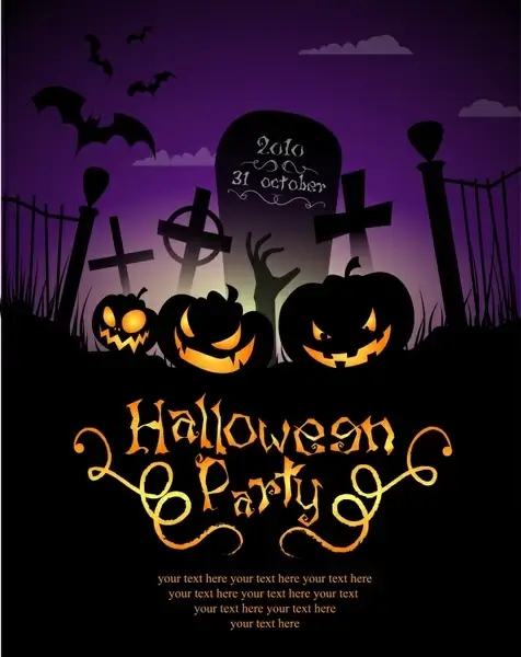 halloween pumpkin lights poster background vector