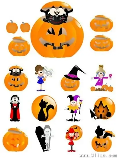 halloween design elements funny cute icons cartoon sketch