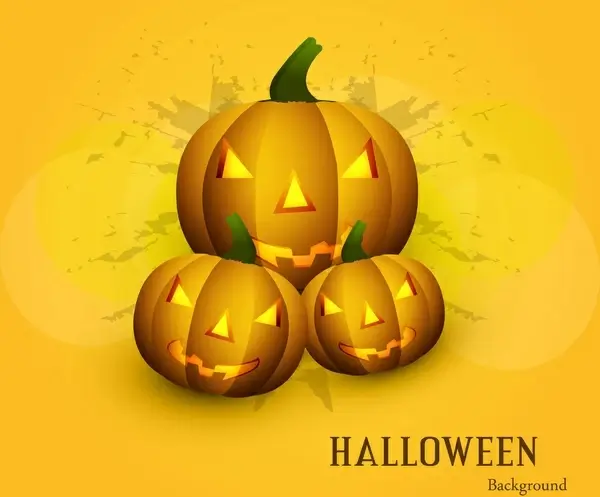 halloween scary yellow pumpkins bright colorful background