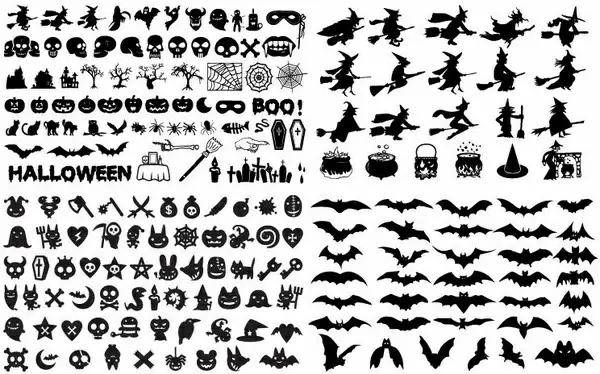Halloween Silhouette Elements Vector Collection
