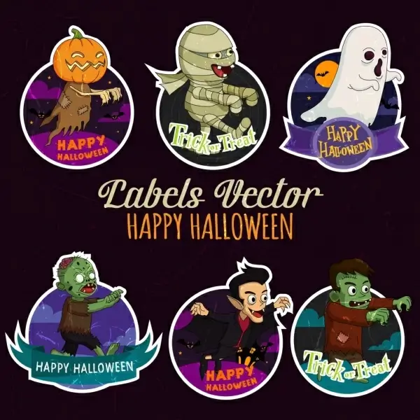halloween tags collection scary icons decor
