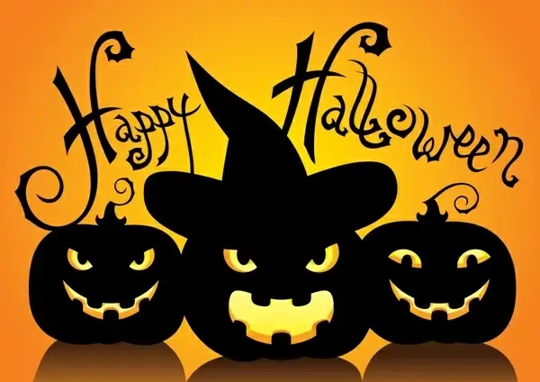 halloween banner horror pumpkin icons silhouettes design