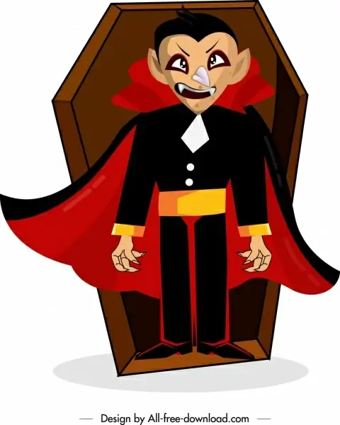 hallowen symbol painting dracula devil coffin icons
