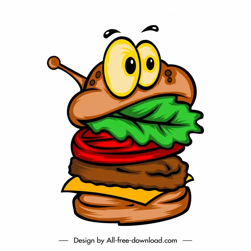 hamburger icon funny stylized cartoon design 