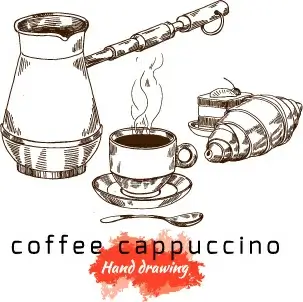 hand drawing coffee cappuccino vector