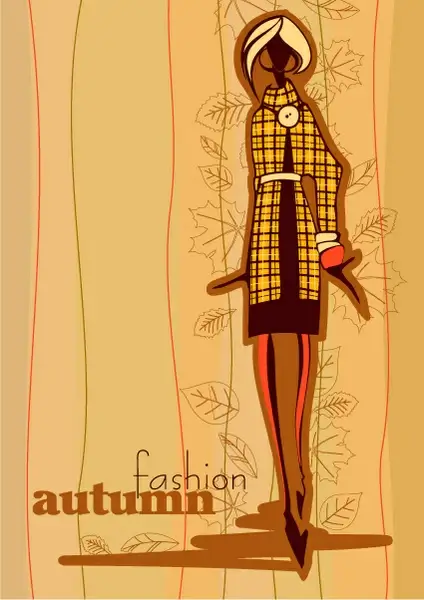 hand drawn autumn fashion girl design vector