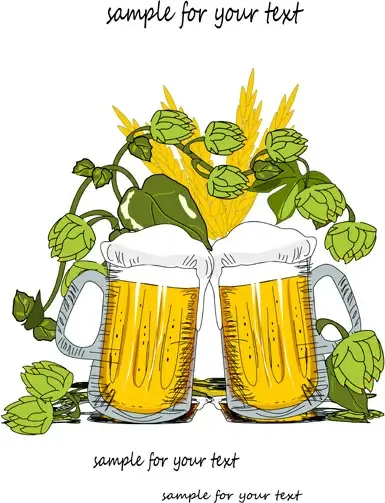 hand drawn beer background vector