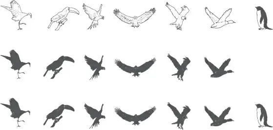 hand drawn birds sketch vectors