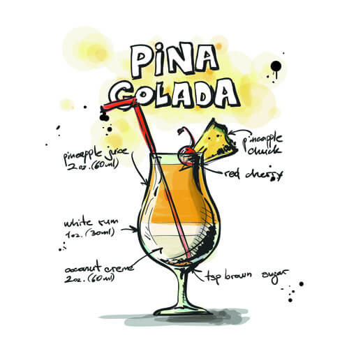 hand drawn cocktails recipes vector