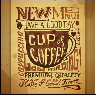 hand drawn coffee poster retro style vector