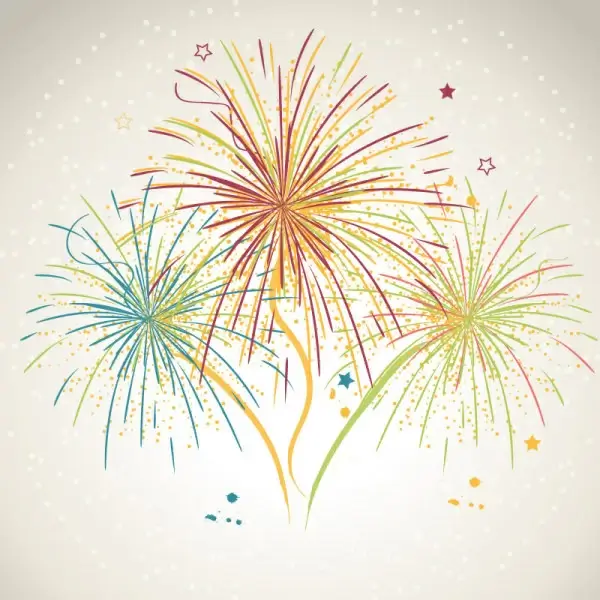 hand drawn fireworks with stars vector background