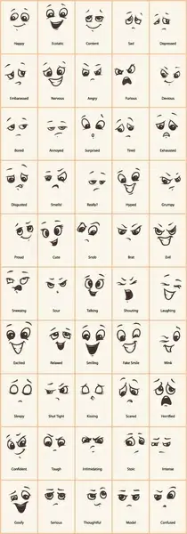 hand drawn funny expressions vector icons