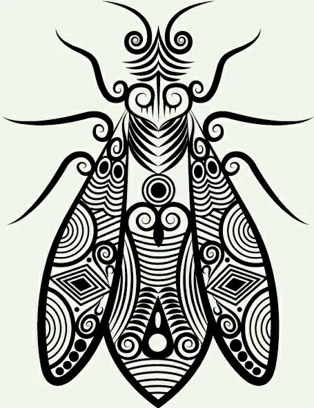 hand drawn housefly decoration pattern vector
