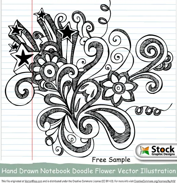 hand drawn notebook doodle flower vector illustration