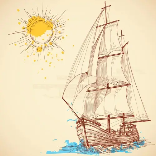 hand drawn sailboat vector