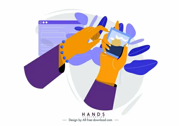 hand using smartphone icon colored classical design