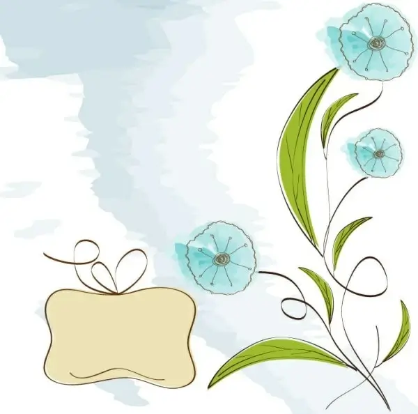 handpainted flowers background 04 vector