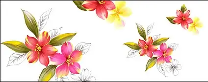 Hand-painted flowers layered material psd-8