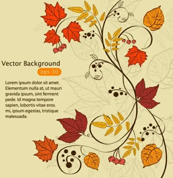 handpainted maple leaf background 04 vector