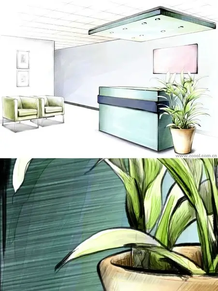 handpainted style interior decoration psd layered images 8