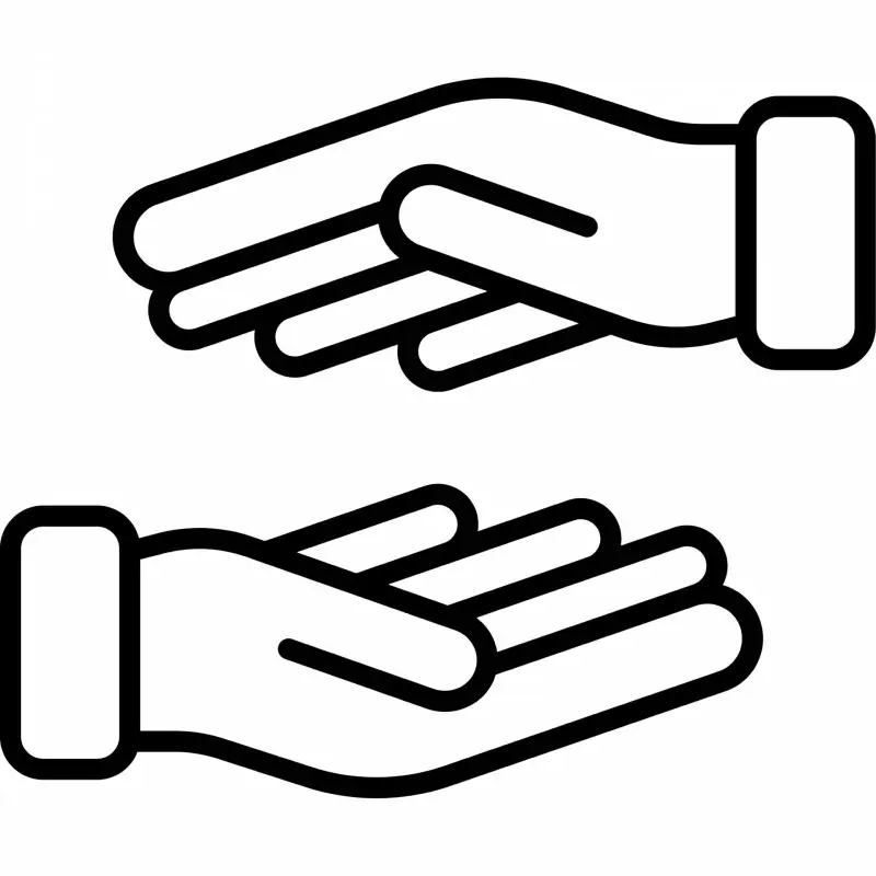 hands helping icon black white flat sketch