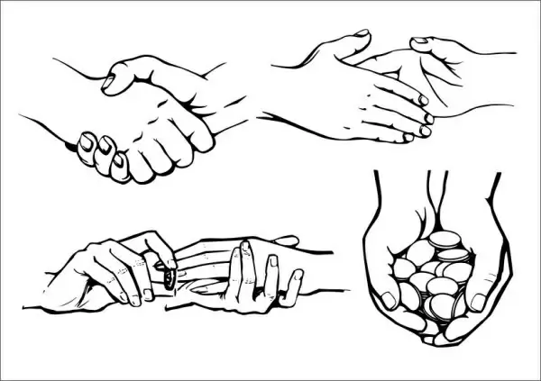 handshake sign icons black white 3d sketch