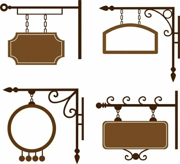 hanging sigboard collection classical brown design