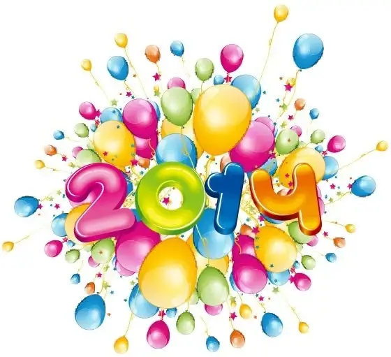 happy14 new year with colorful balloons vector illustration